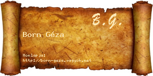 Born Géza névjegykártya